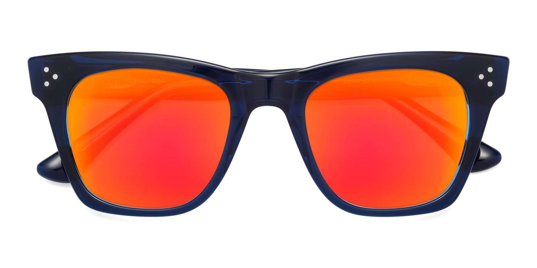 Folded Front of Soza in Blue with Red Gold Mirrored Lenses