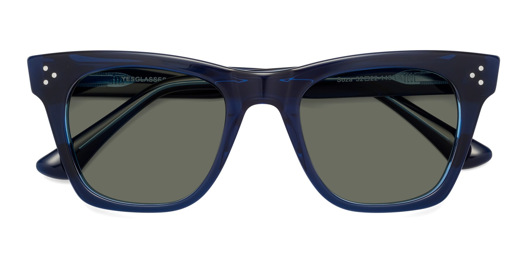 Folded Front of Soza in Blue with Gray Polarized Lenses