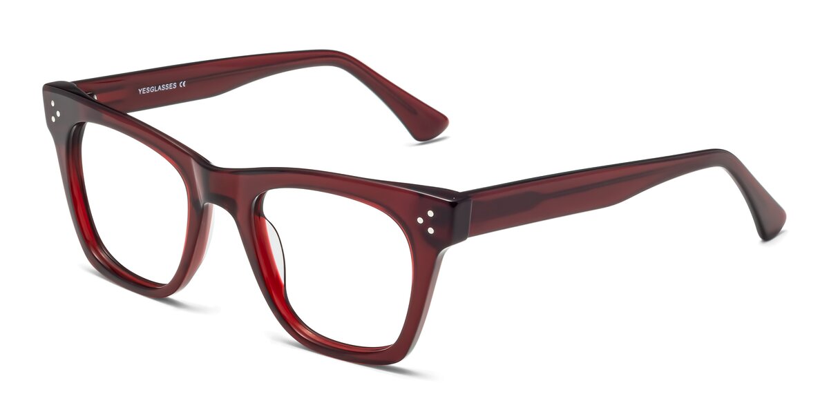 Wine Medium Thick Trapezoid Eyeglasses - Soza