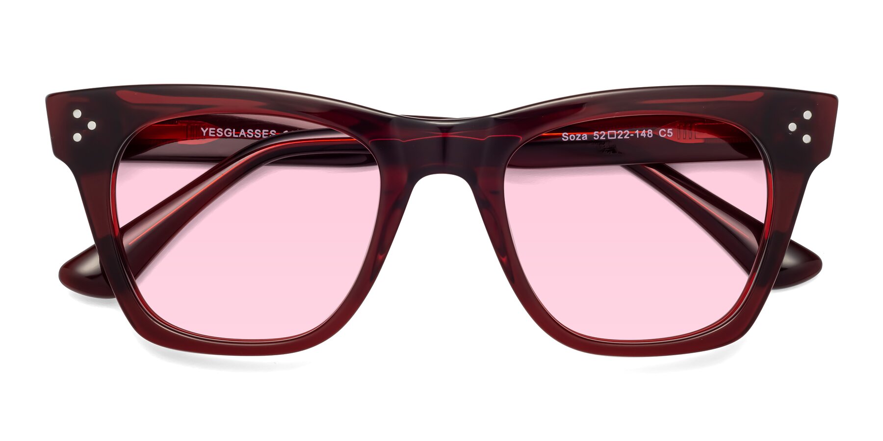 Folded Front of Soza in Wine with Light Pink Tinted Lenses