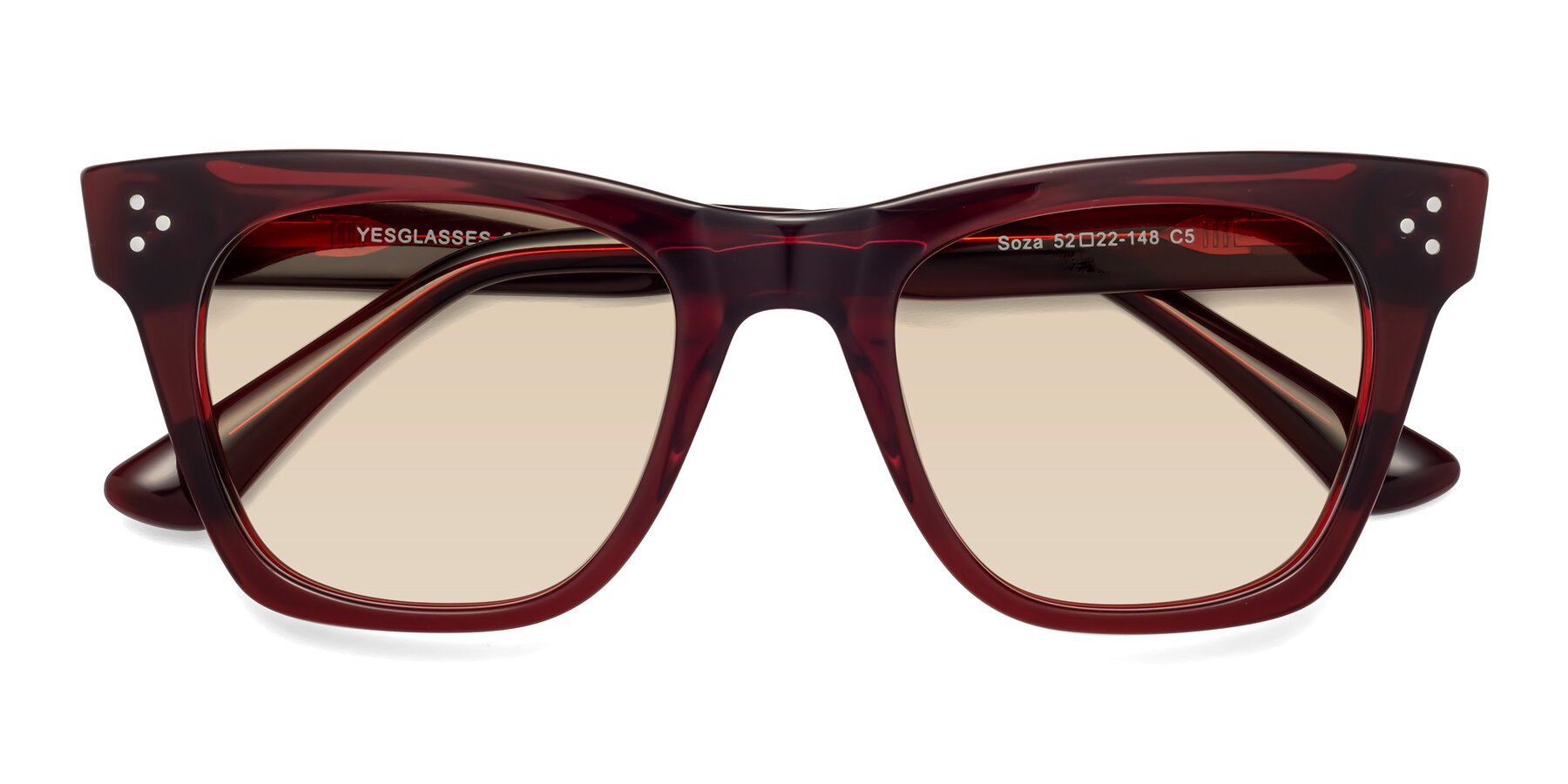 Folded Front of Soza in Wine with Light Brown Tinted Lenses