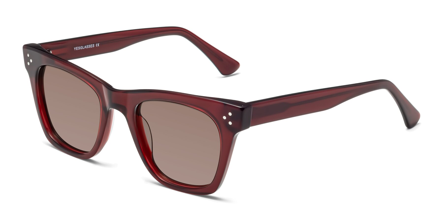 Angle of Soza in Wine with Medium Brown Tinted Lenses