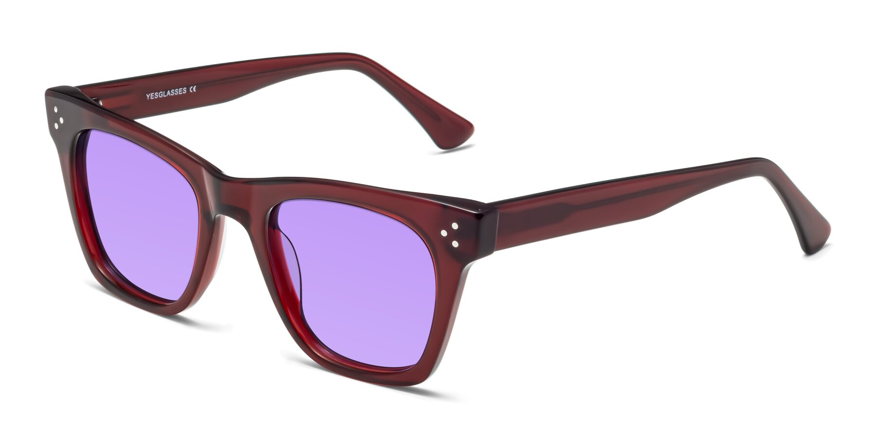 Angle of Soza in Wine with Medium Purple Tinted Lenses