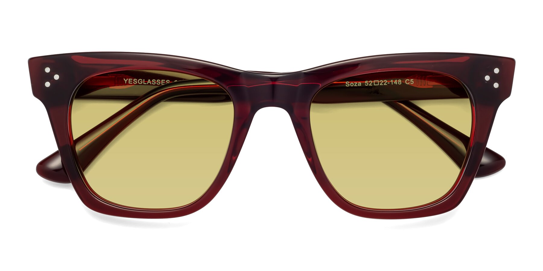 Folded Front of Soza in Wine with Medium Champagne Tinted Lenses