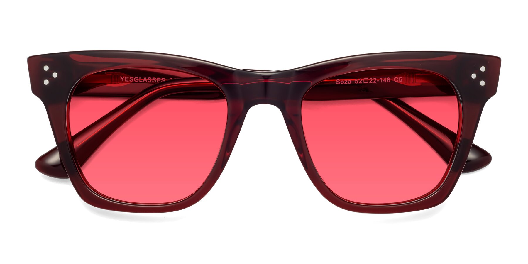 Folded Front of Soza in Wine with Red Tinted Lenses