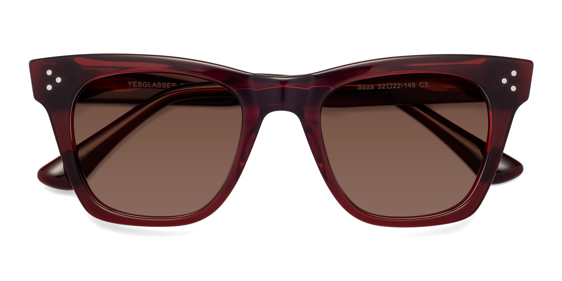 Folded Front of Soza in Wine with Brown Tinted Lenses