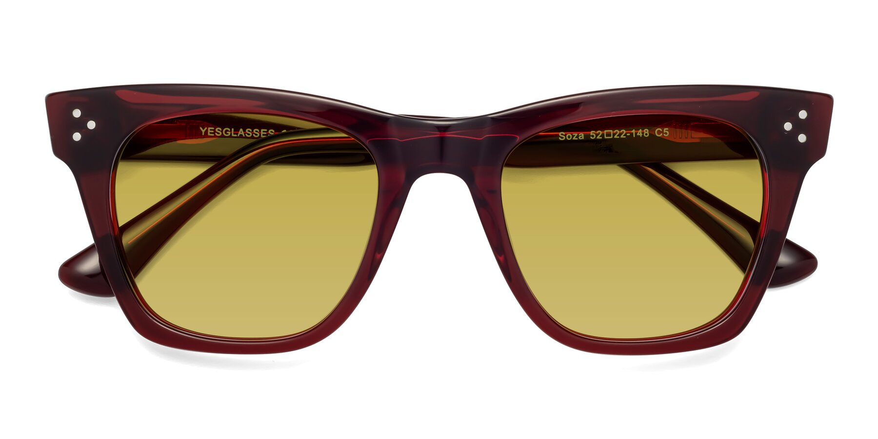 Folded Front of Soza in Wine with Champagne Tinted Lenses