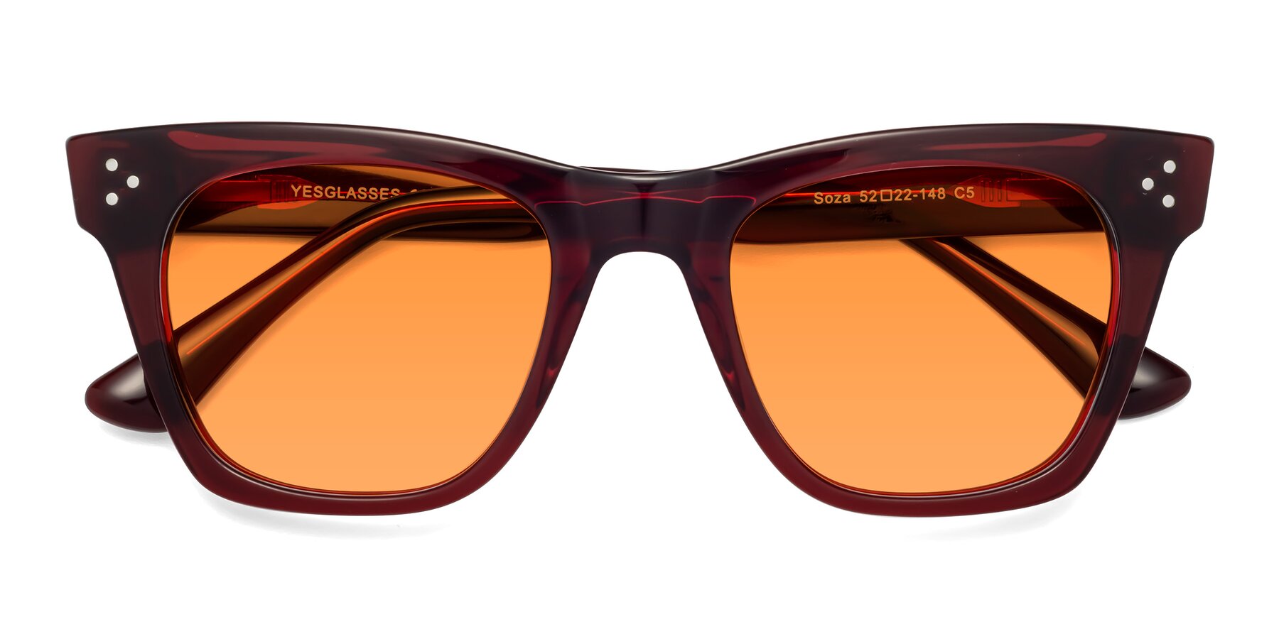 Folded Front of Soza in Wine with Orange Tinted Lenses