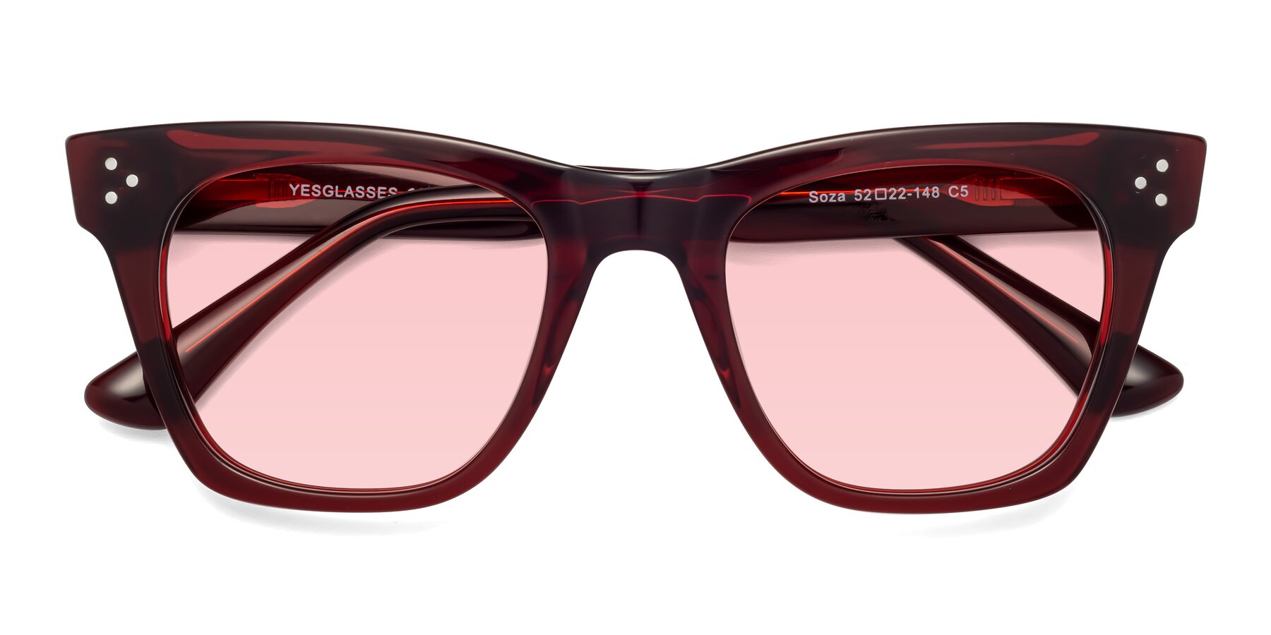 Folded Front of Soza in Wine with Light Garnet Tinted Lenses