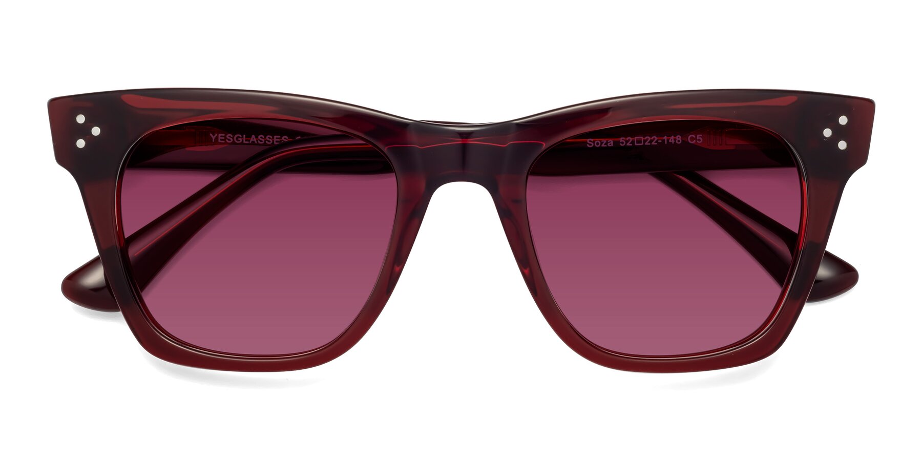 Folded Front of Soza in Wine with Wine Tinted Lenses