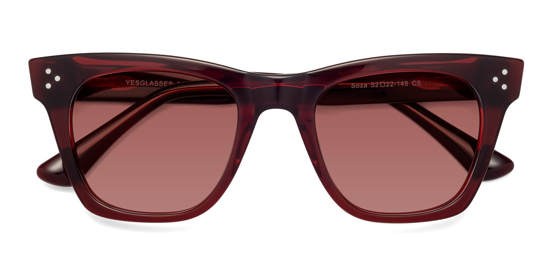 Folded Front of Soza in Wine with Garnet Tinted Lenses