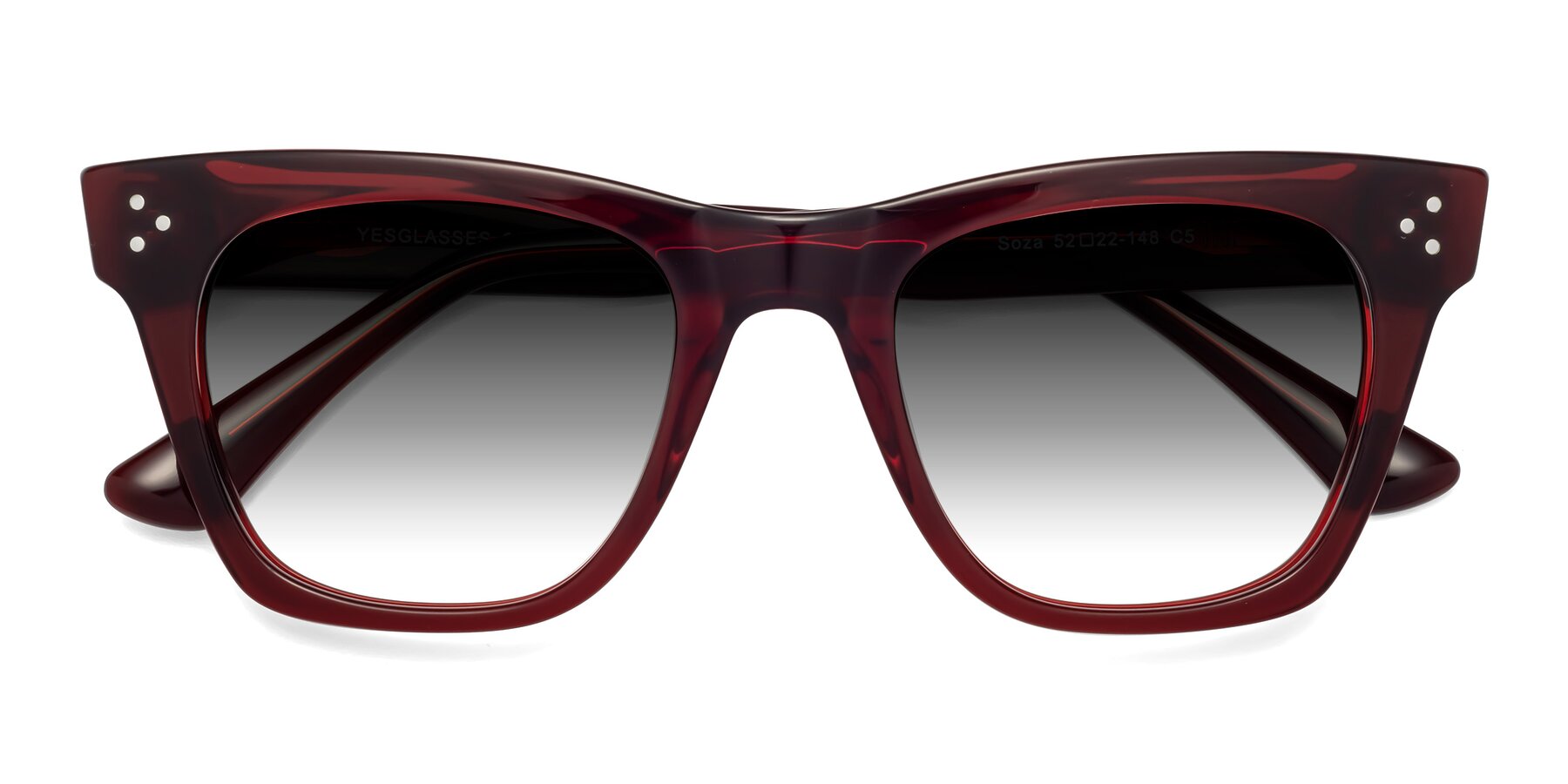 Folded Front of Soza in Wine with Gray Gradient Lenses