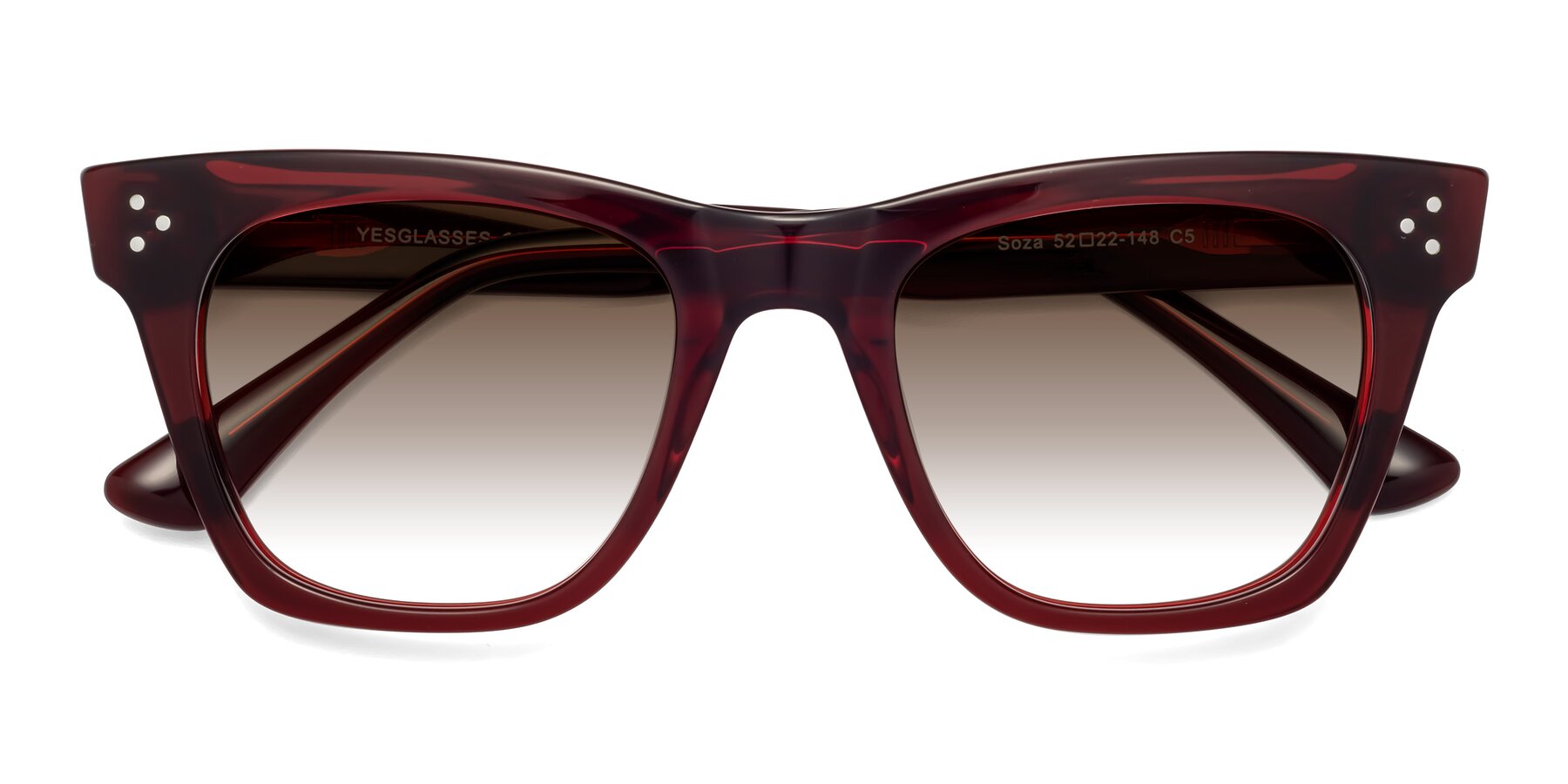 Folded Front of Soza in Wine with Brown Gradient Lenses