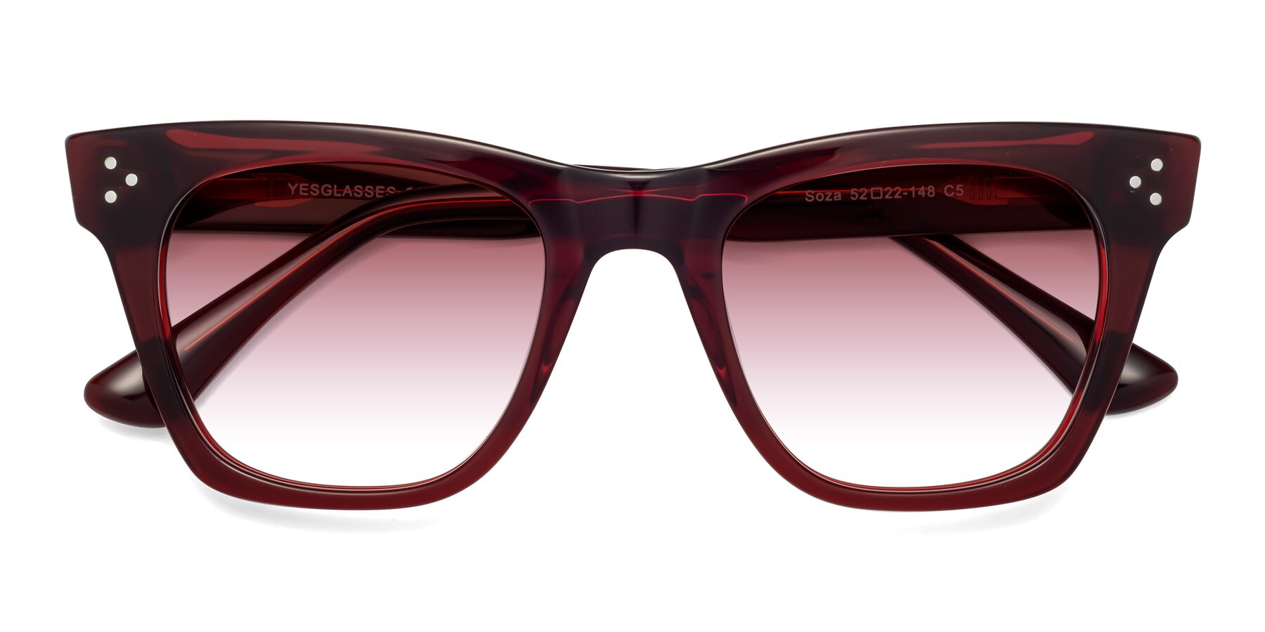 Folded Front of Soza in Wine with Garnet Gradient Lenses