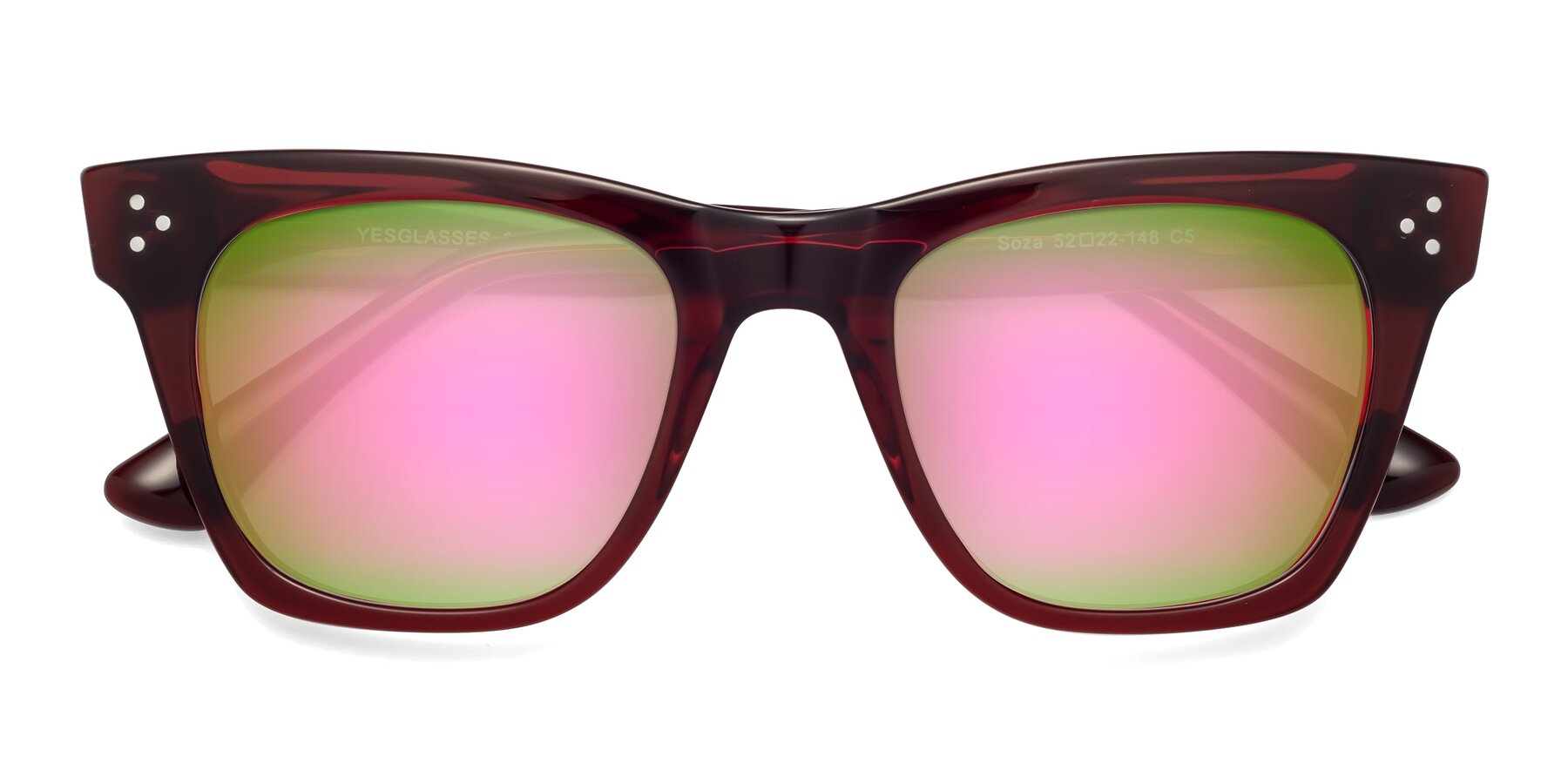 Folded Front of Soza in Wine with Pink Mirrored Lenses
