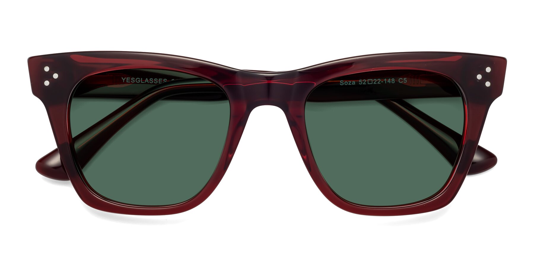 Folded Front of Soza in Wine with Green Polarized Lenses