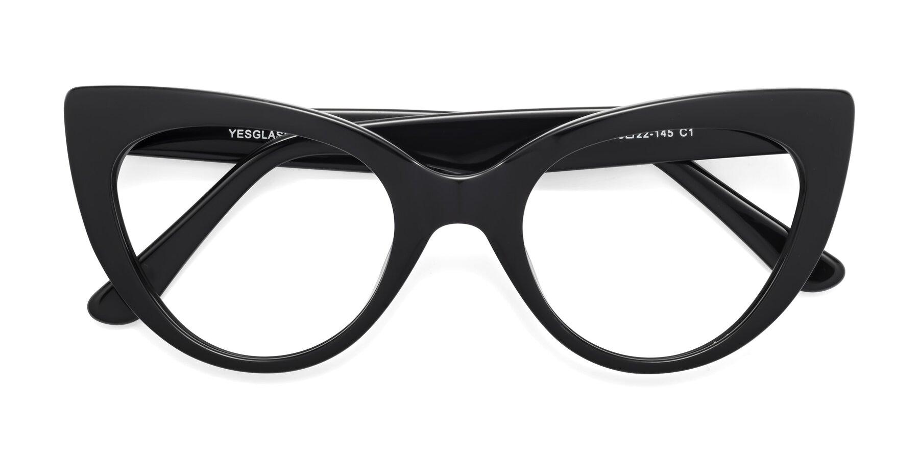 Folded Front of Tiesi in Black with Clear Reading Eyeglass Lenses