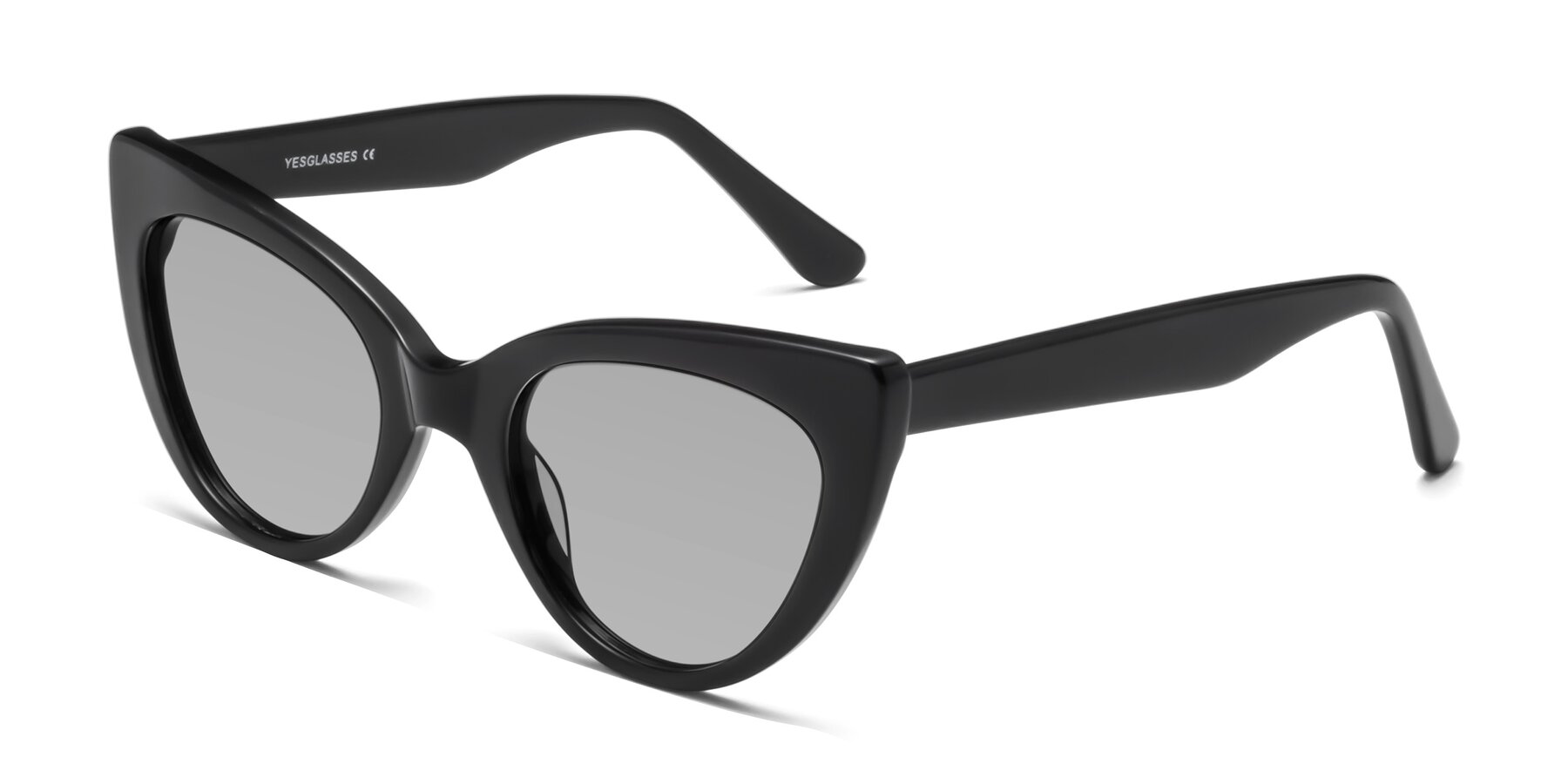 Angle of Tiesi in Black with Light Gray Tinted Lenses