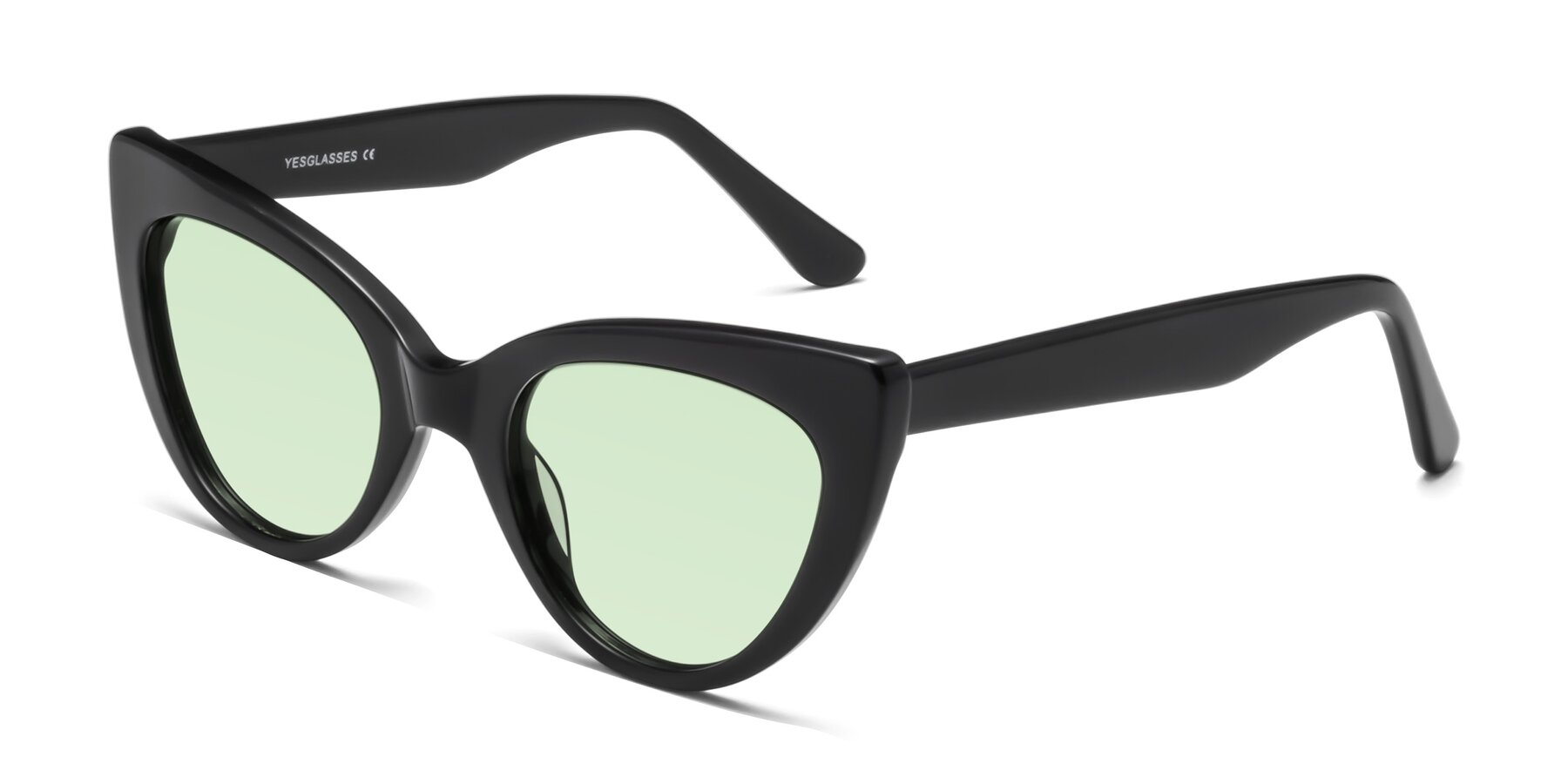 Angle of Tiesi in Black with Light Green Tinted Lenses