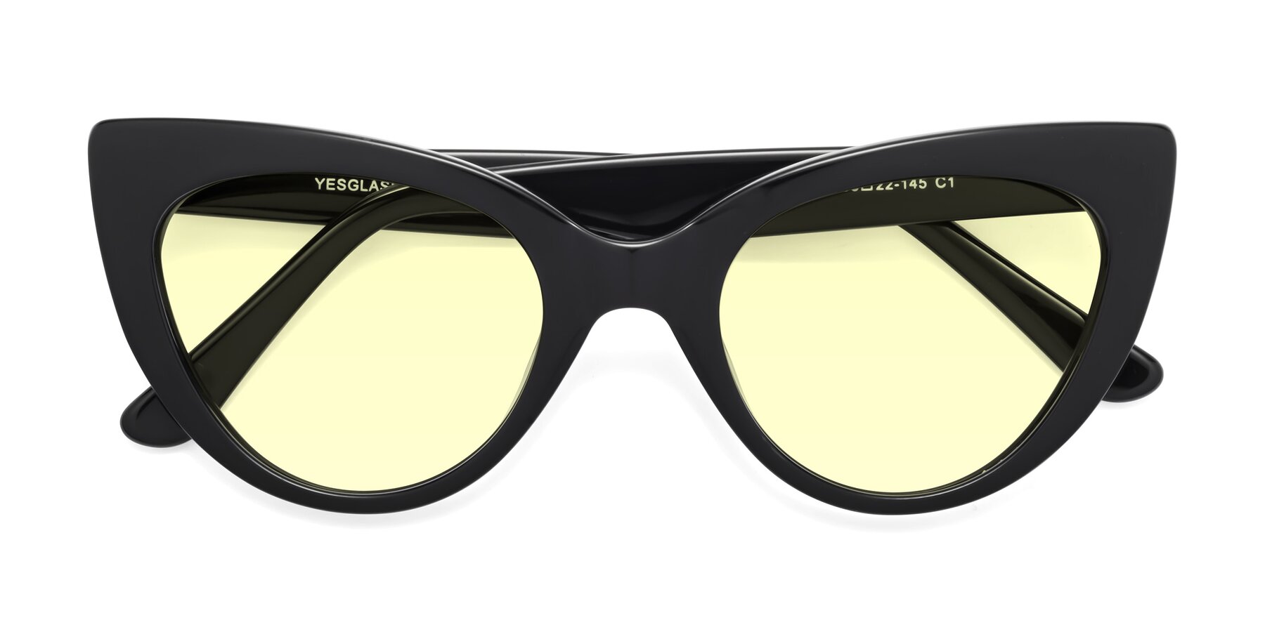 Folded Front of Tiesi in Black with Light Yellow Tinted Lenses