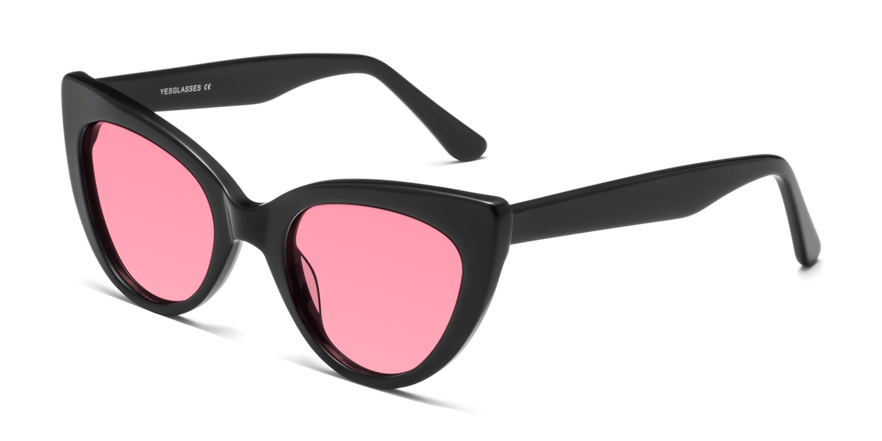 Angle of Tiesi in Black with Pink Tinted Lenses