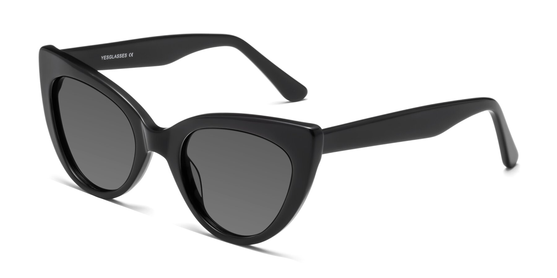 Angle of Tiesi in Black with Medium Gray Tinted Lenses