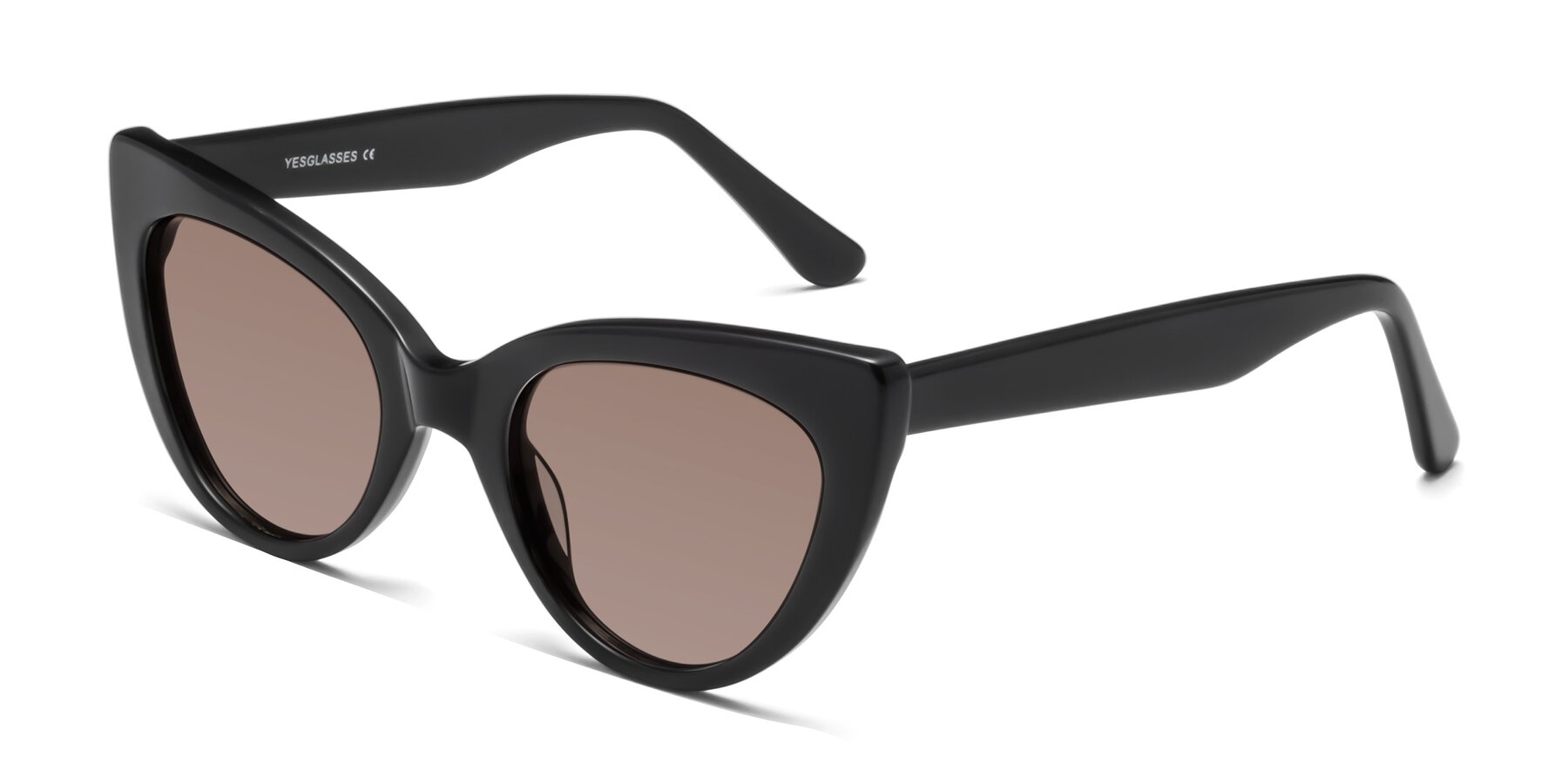 Angle of Tiesi in Black with Medium Brown Tinted Lenses