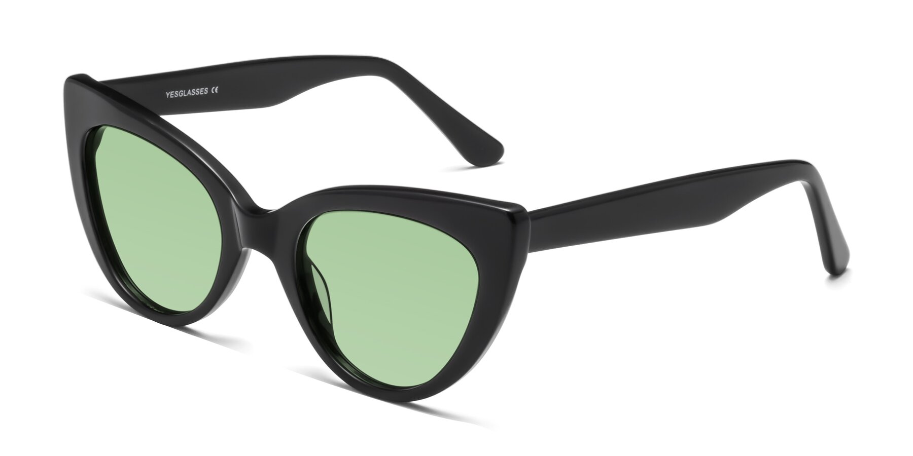 Angle of Tiesi in Black with Medium Green Tinted Lenses