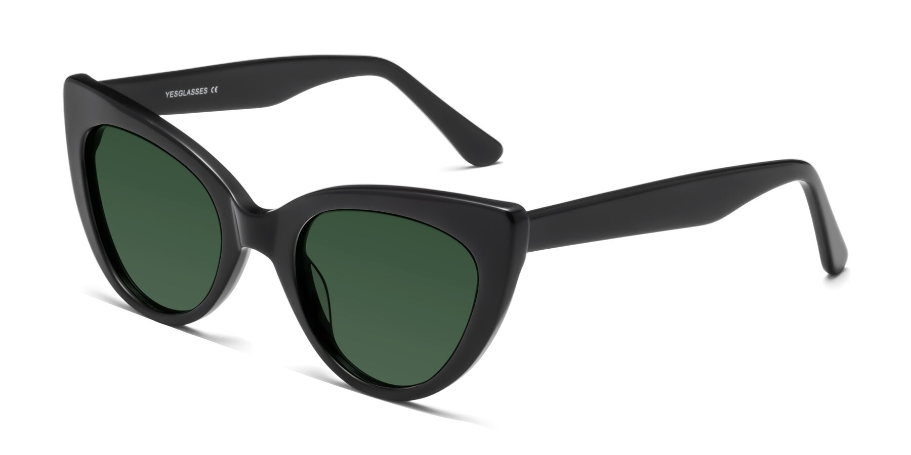 Angle of Tiesi in Black with Green Tinted Lenses