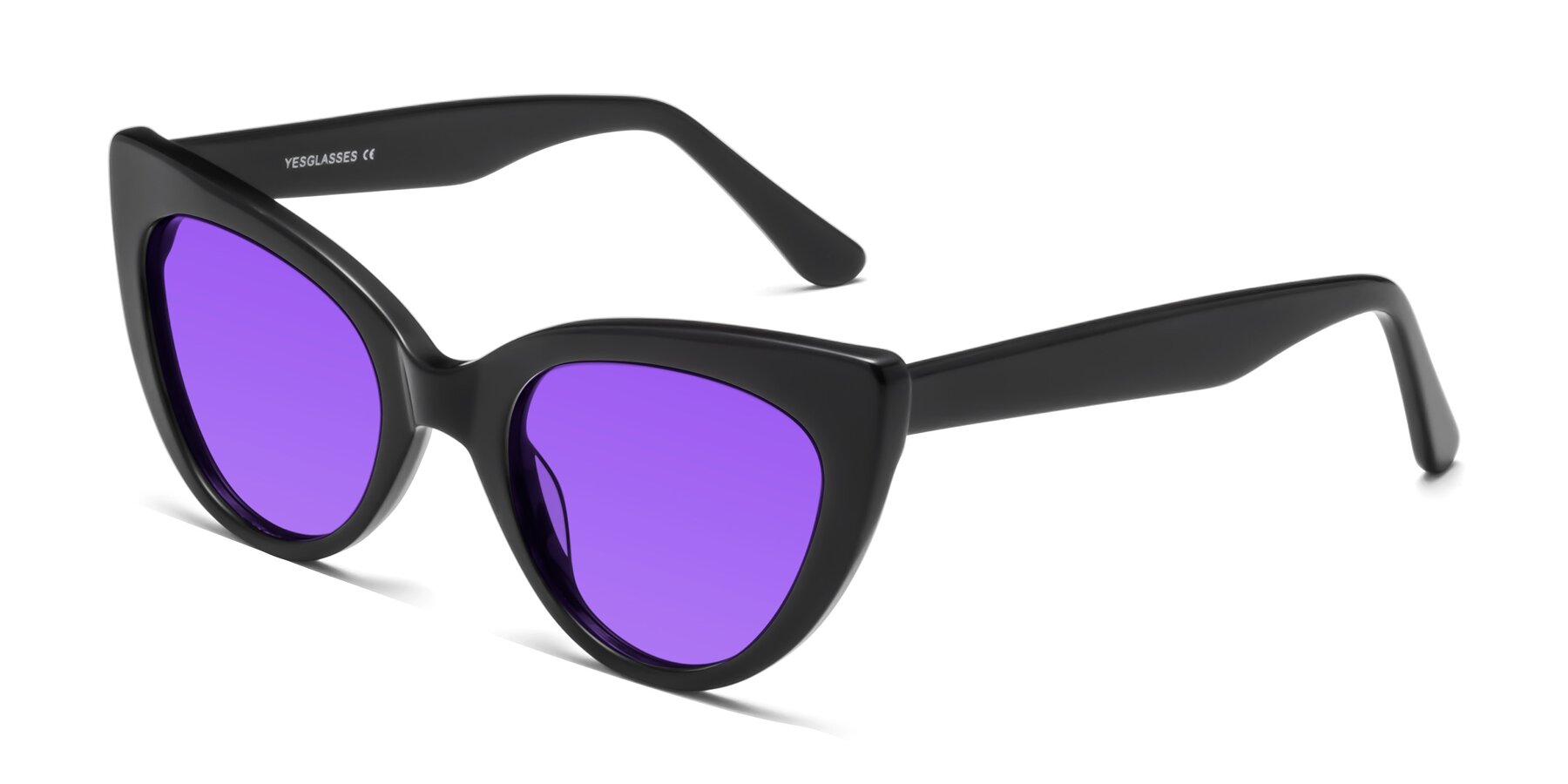 Angle of Tiesi in Black with Purple Tinted Lenses