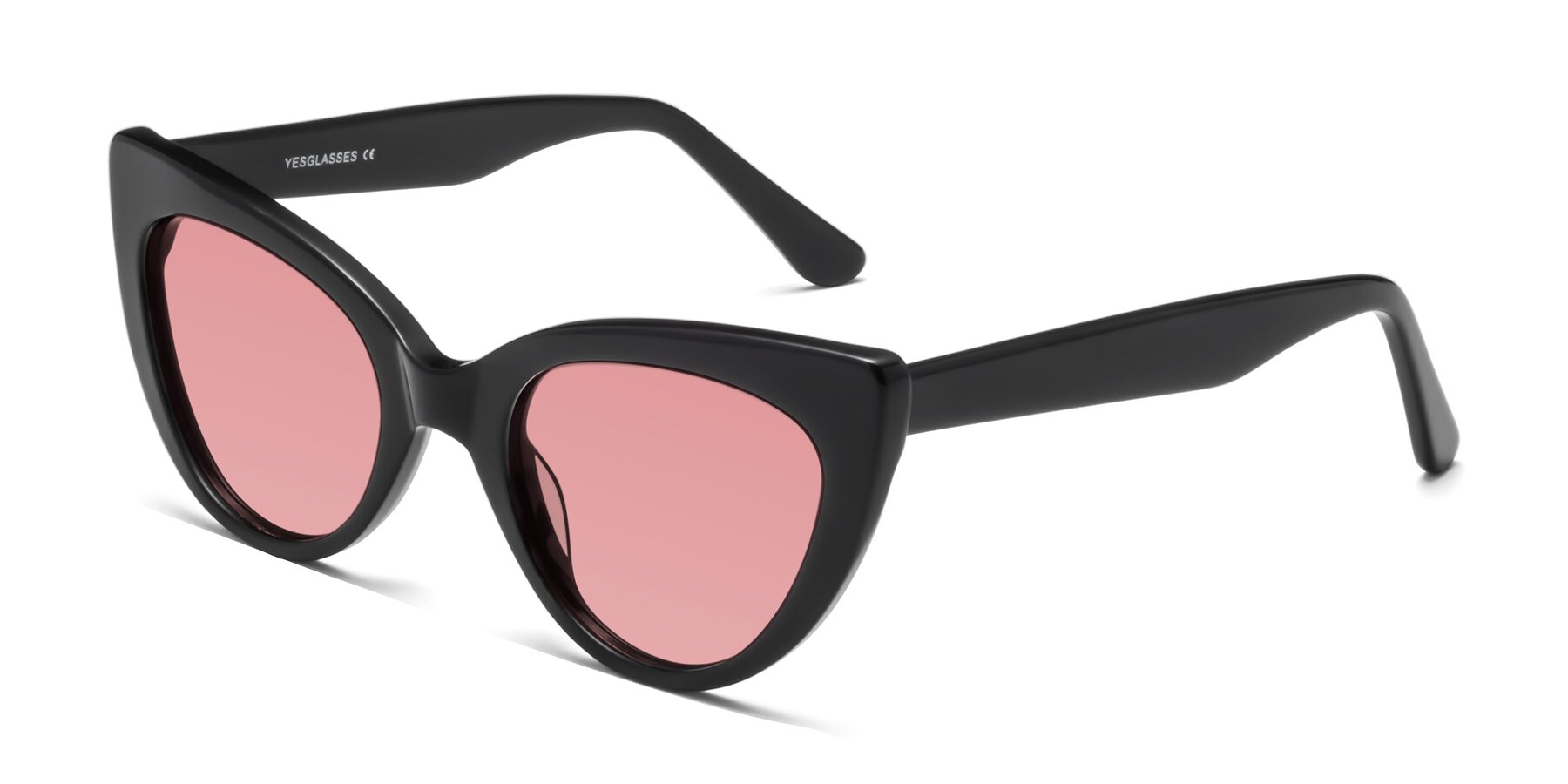 Angle of Tiesi in Black with Medium Garnet Tinted Lenses