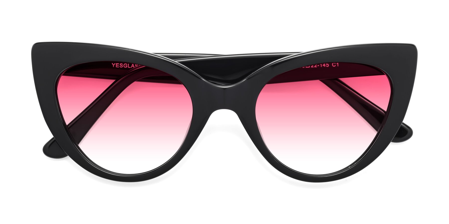 Folded Front of Tiesi in Black with Pink Gradient Lenses