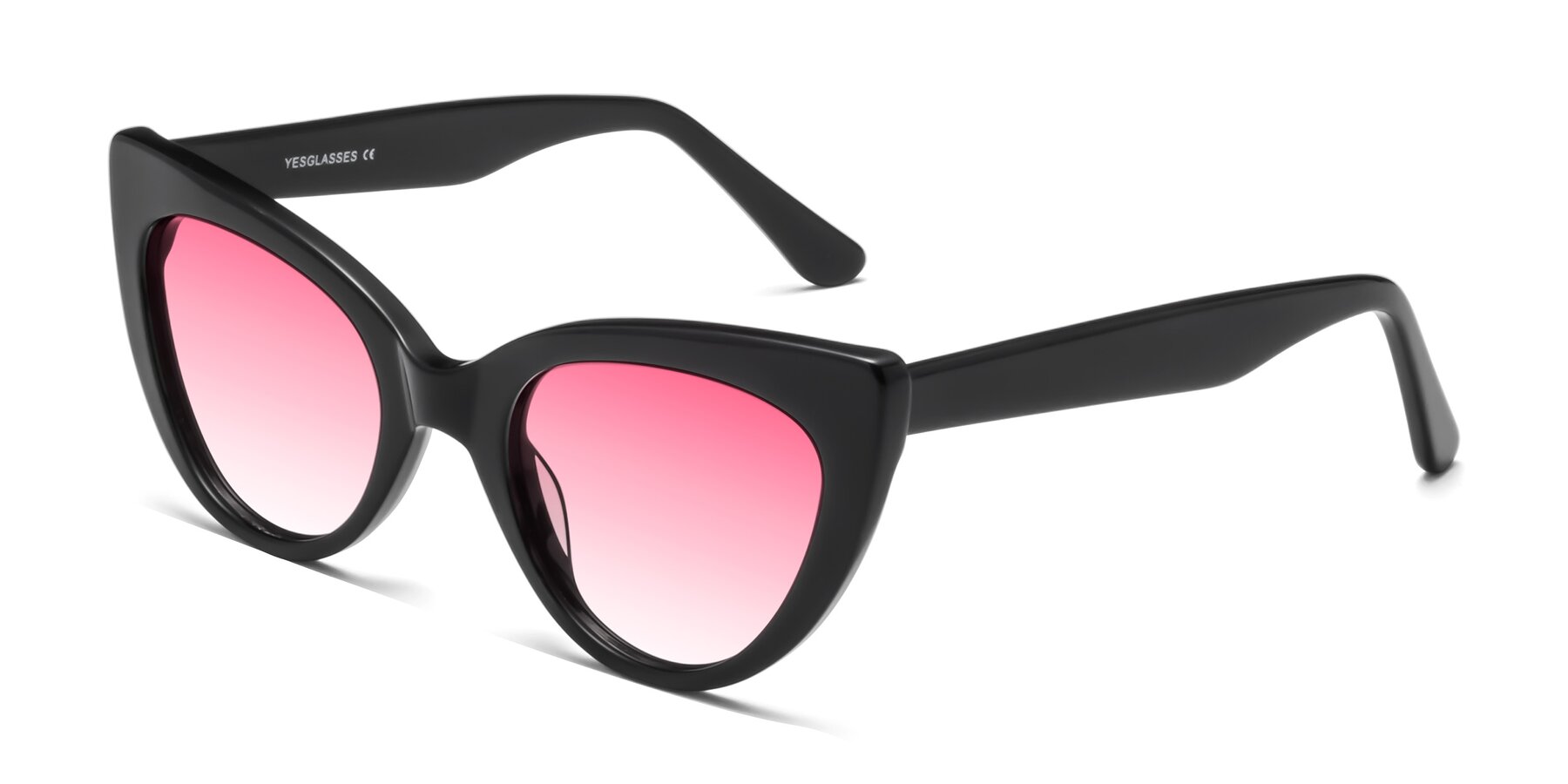 Angle of Tiesi in Black with Pink Gradient Lenses