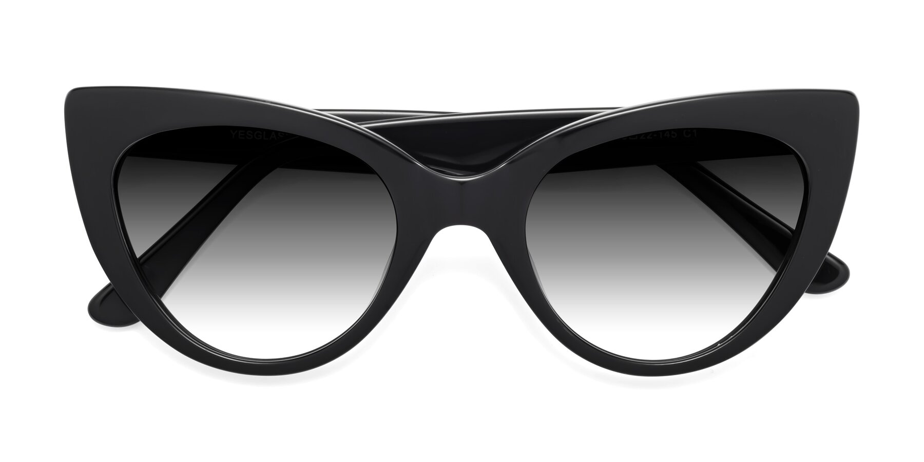 Folded Front of Tiesi in Black with Gray Gradient Lenses