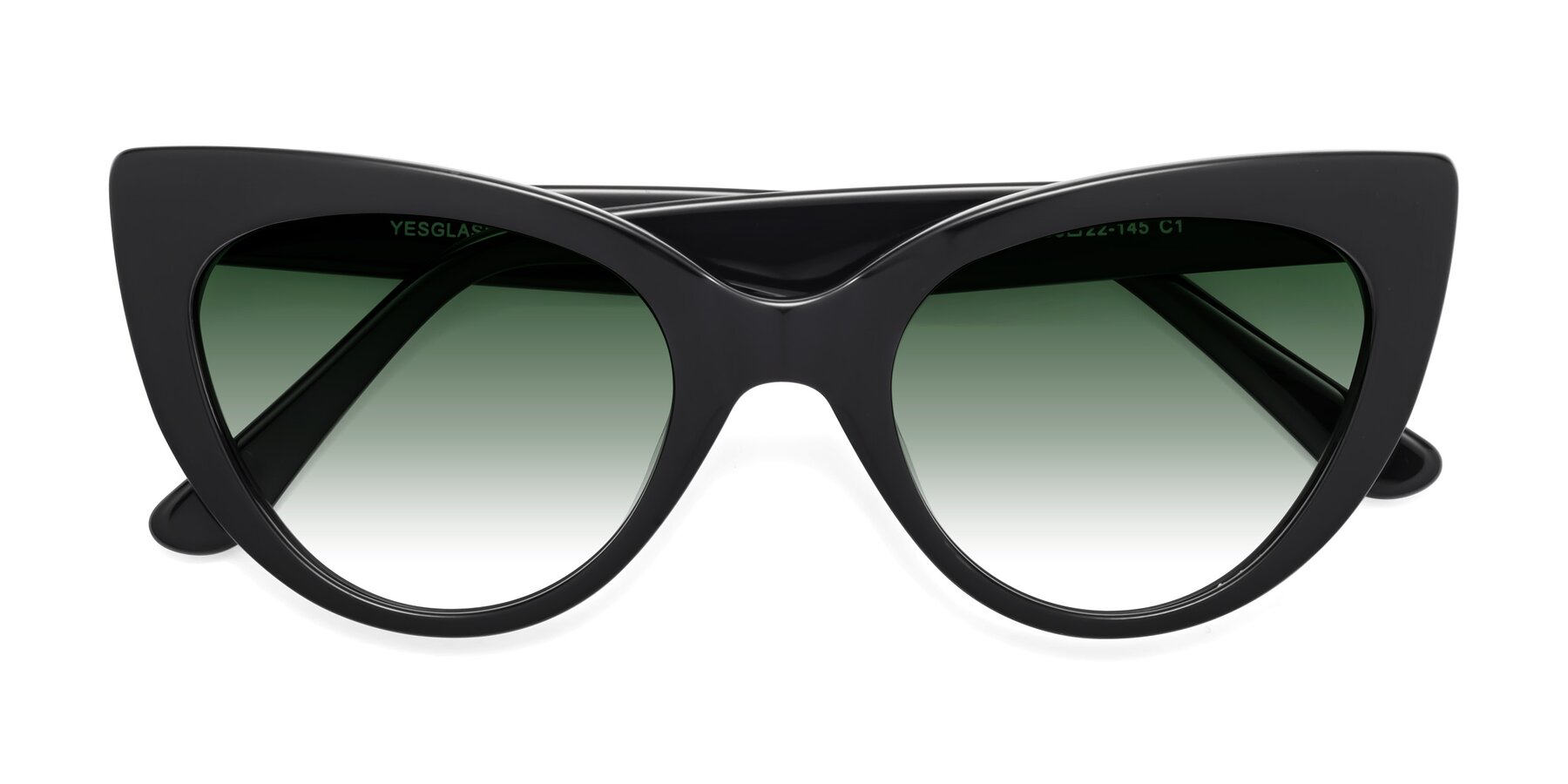 Folded Front of Tiesi in Black with Green Gradient Lenses