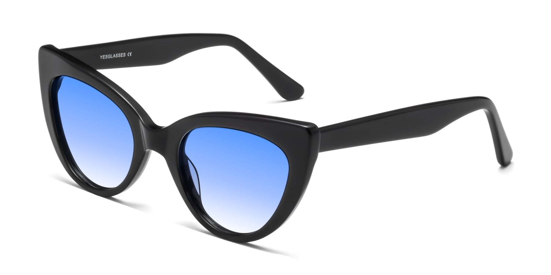 Angle of Tiesi in Black with Blue Gradient Lenses