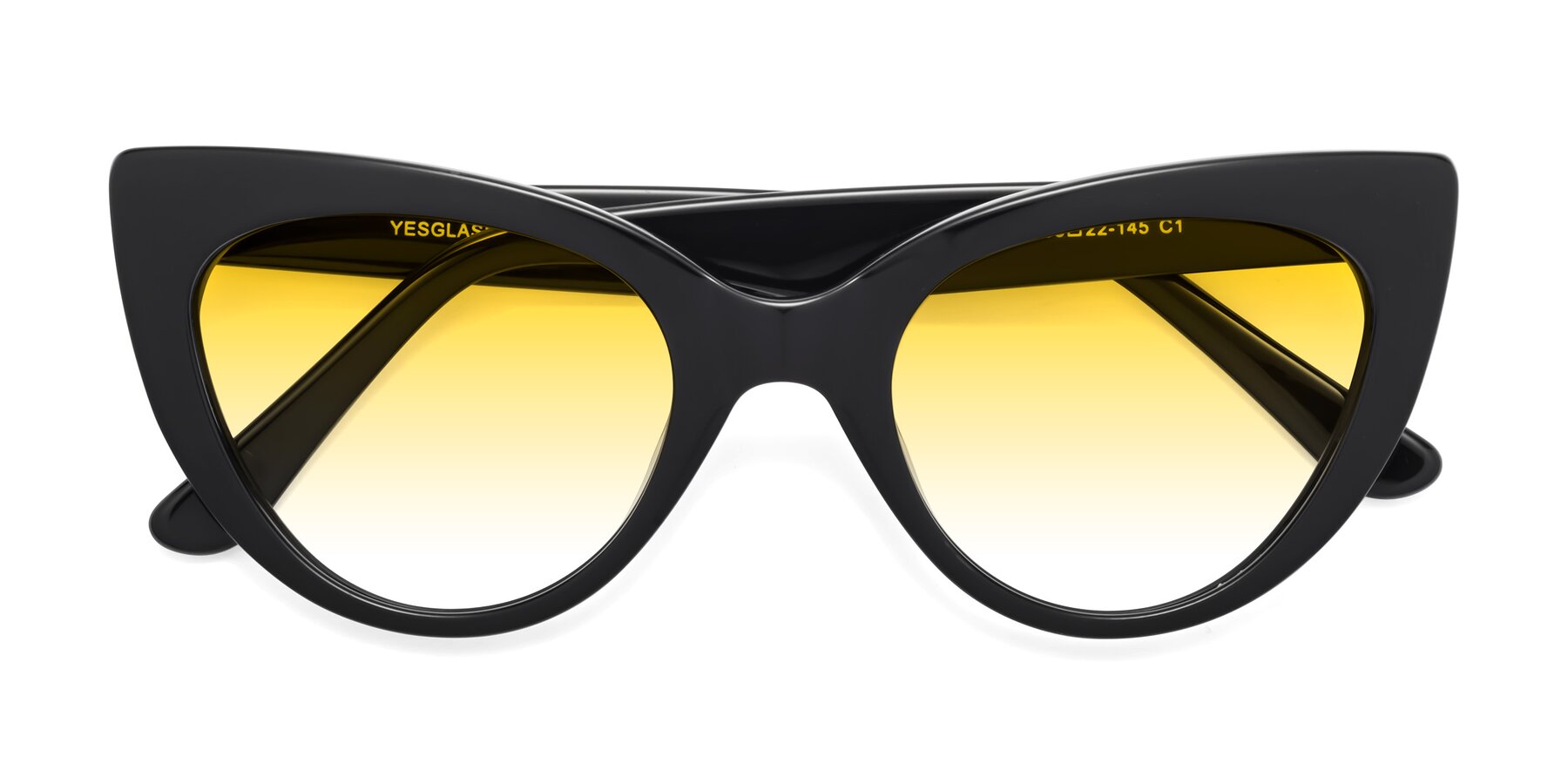 Folded Front of Tiesi in Black with Yellow Gradient Lenses