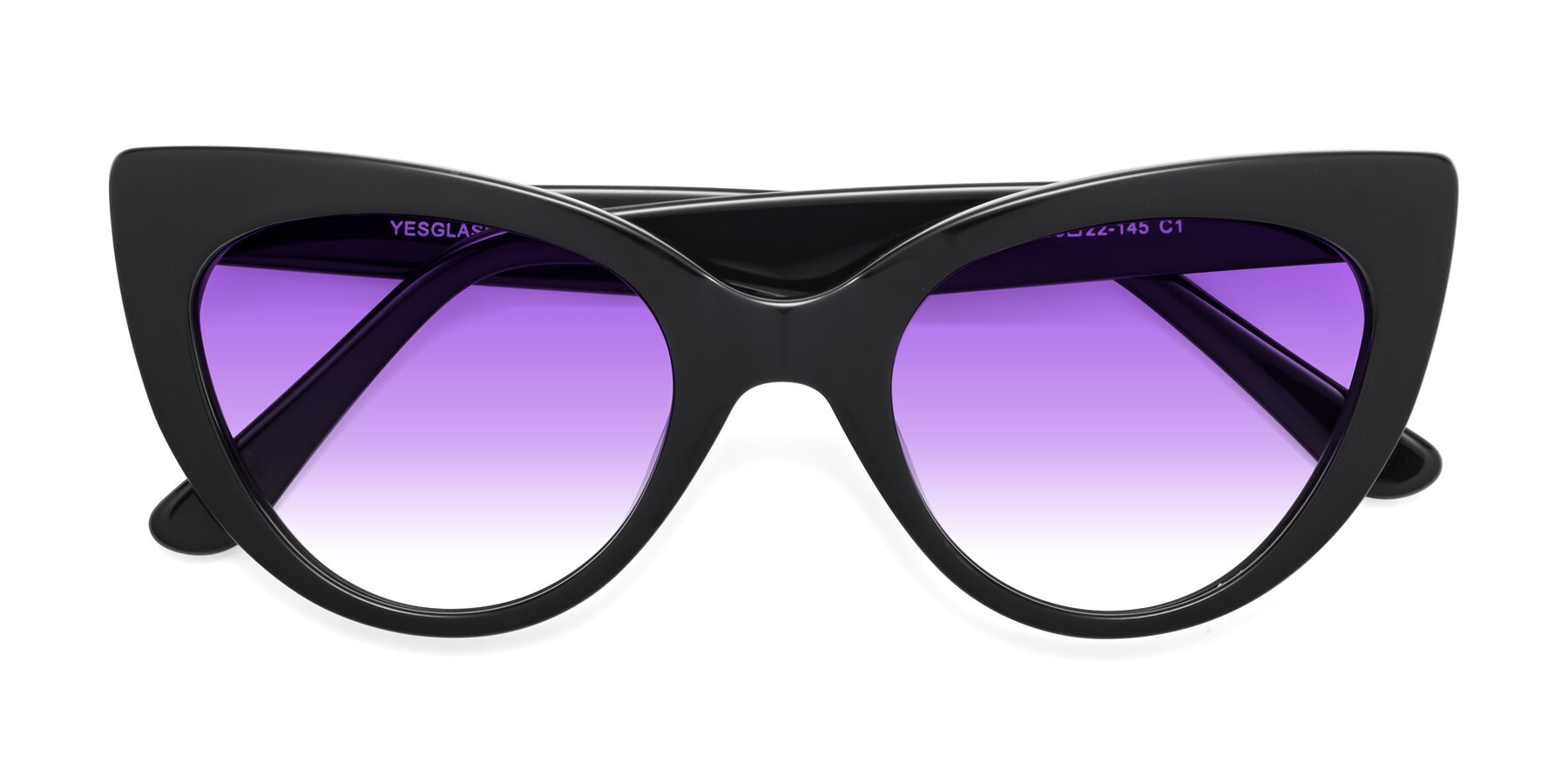 Folded Front of Tiesi in Black with Purple Gradient Lenses