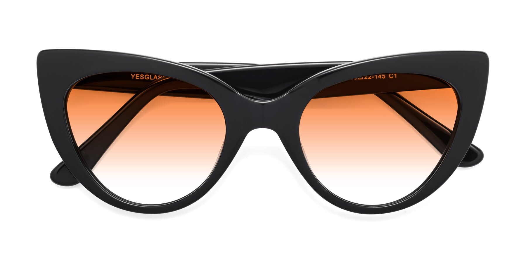 Folded Front of Tiesi in Black with Orange Gradient Lenses