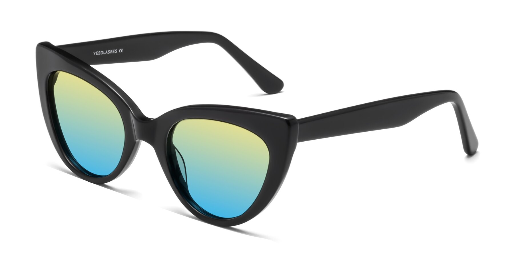 Angle of Tiesi in Black with Yellow / Blue Gradient Lenses