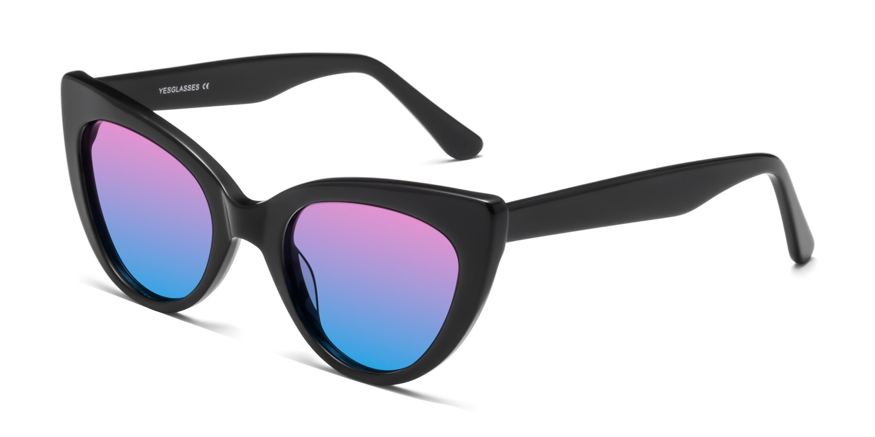 Angle of Tiesi in Black with Pink / Blue Gradient Lenses