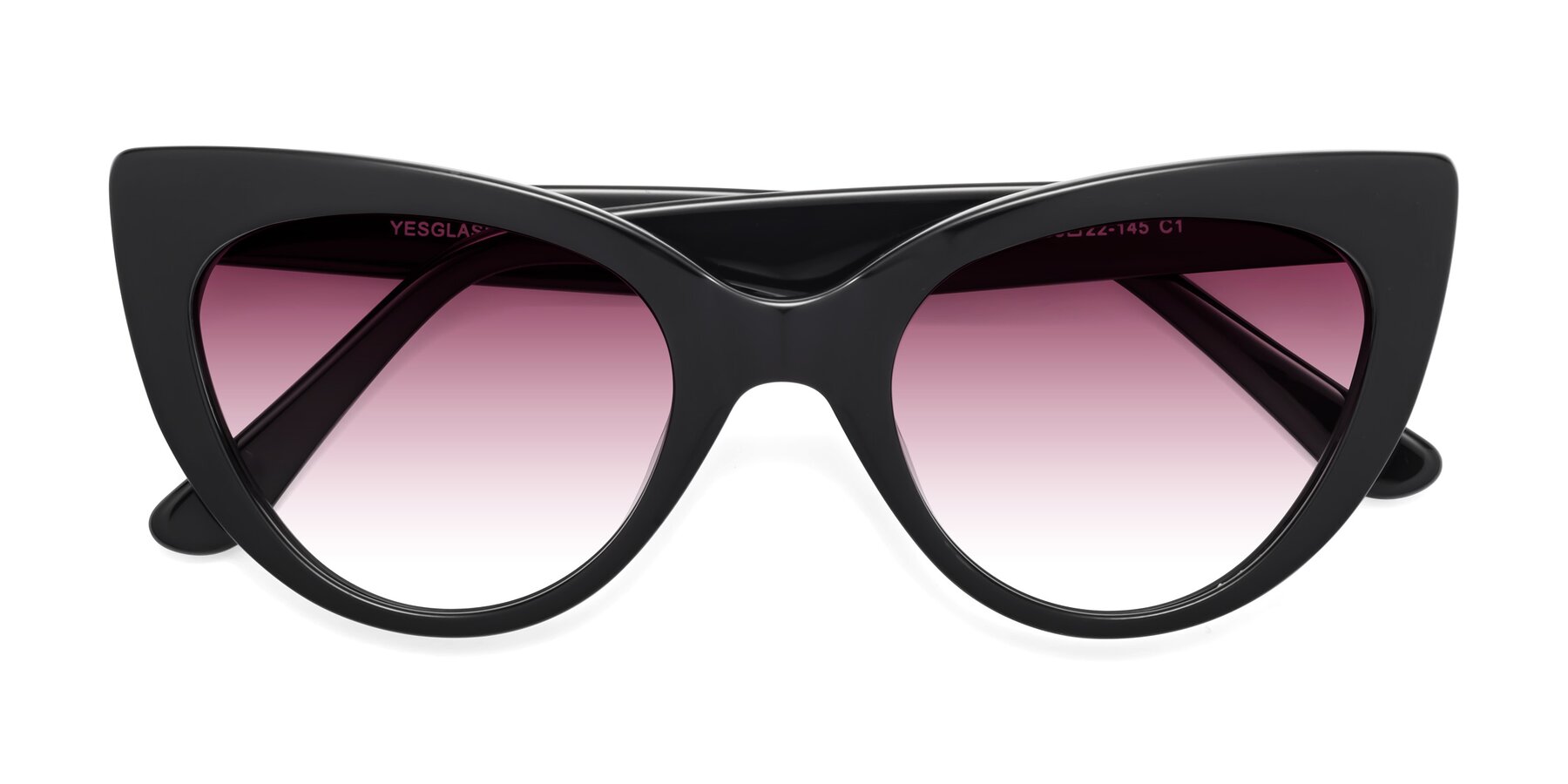 Folded Front of Tiesi in Black with Wine Gradient Lenses