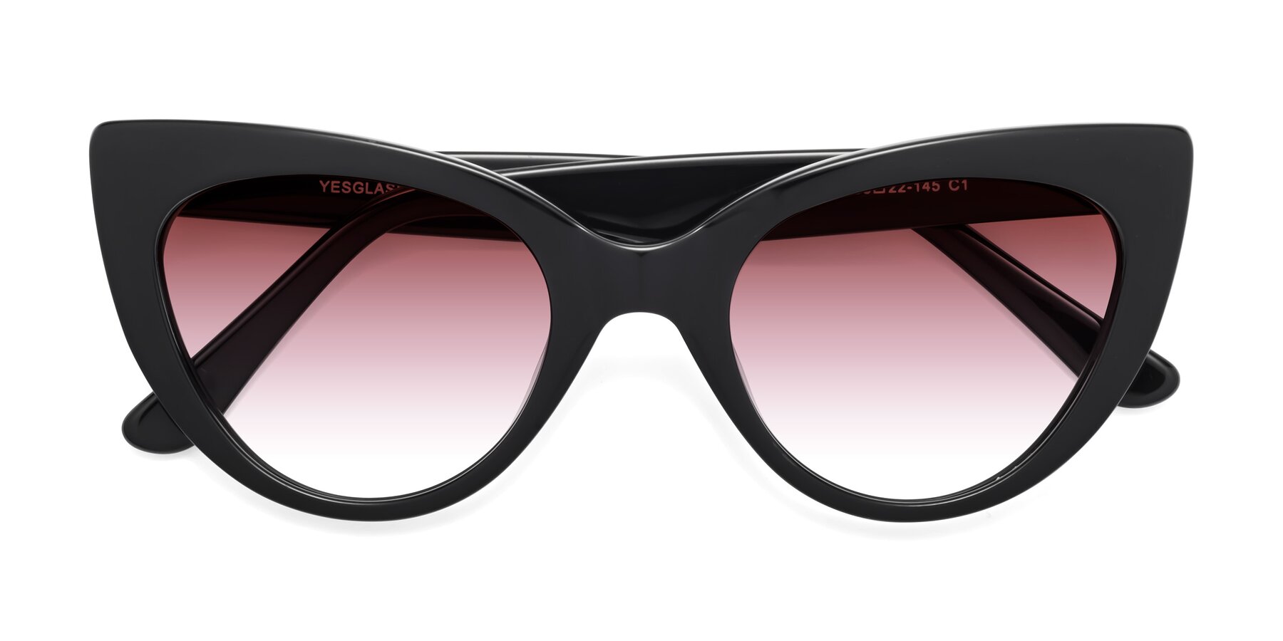 Folded Front of Tiesi in Black with Garnet Gradient Lenses