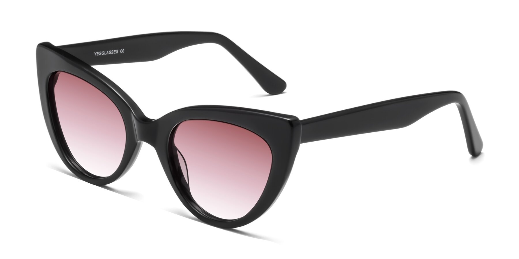 Angle of Tiesi in Black with Garnet Gradient Lenses