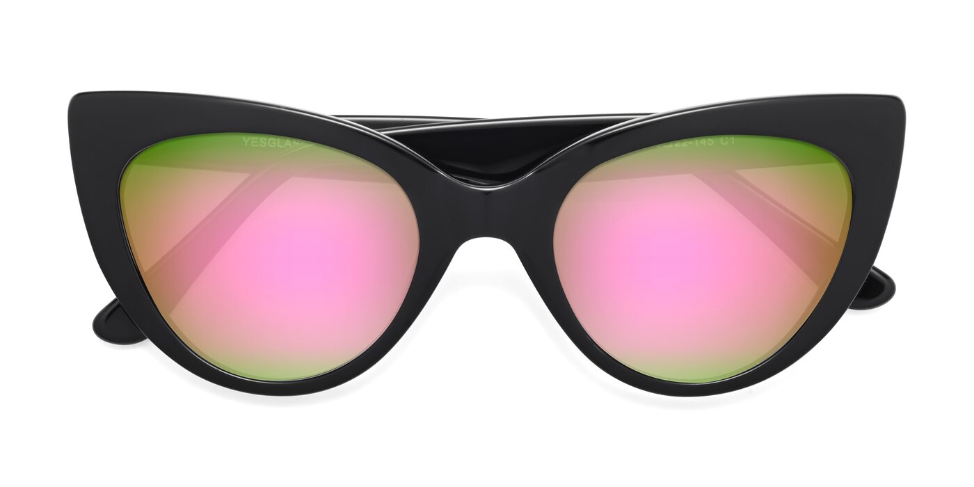 Tiesi - Black Flash Mirrored Sunglasses