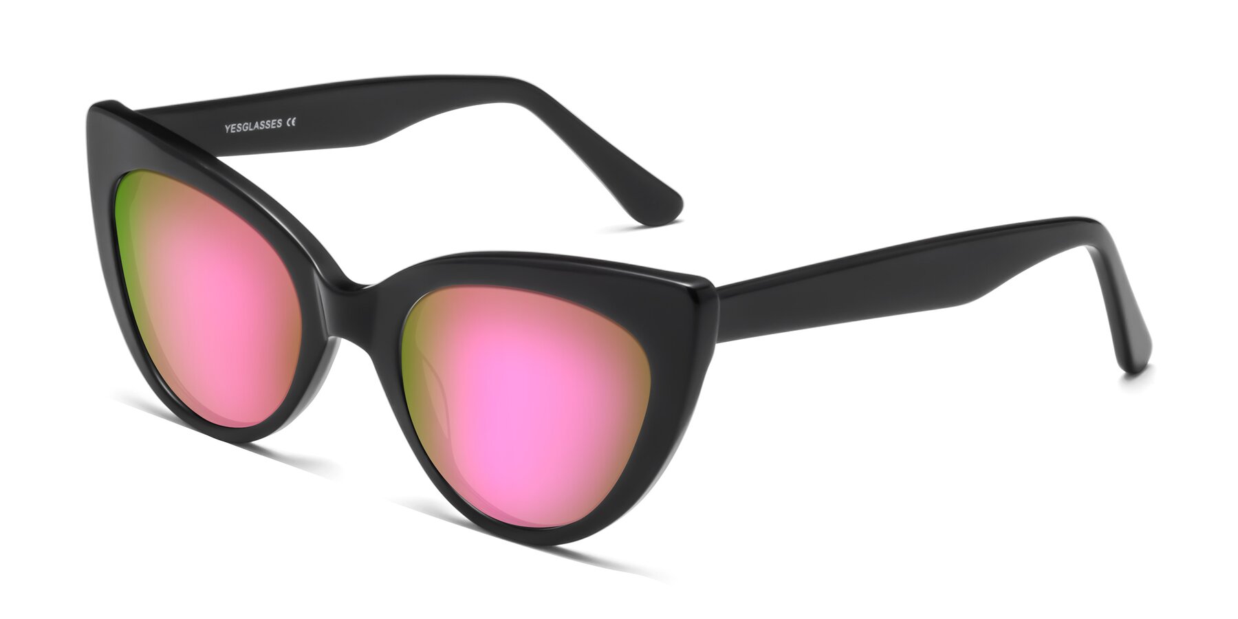 Angle of Tiesi in Black with Pink Mirrored Lenses