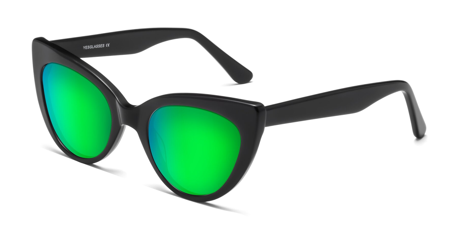Angle of Tiesi in Black with Green Mirrored Lenses