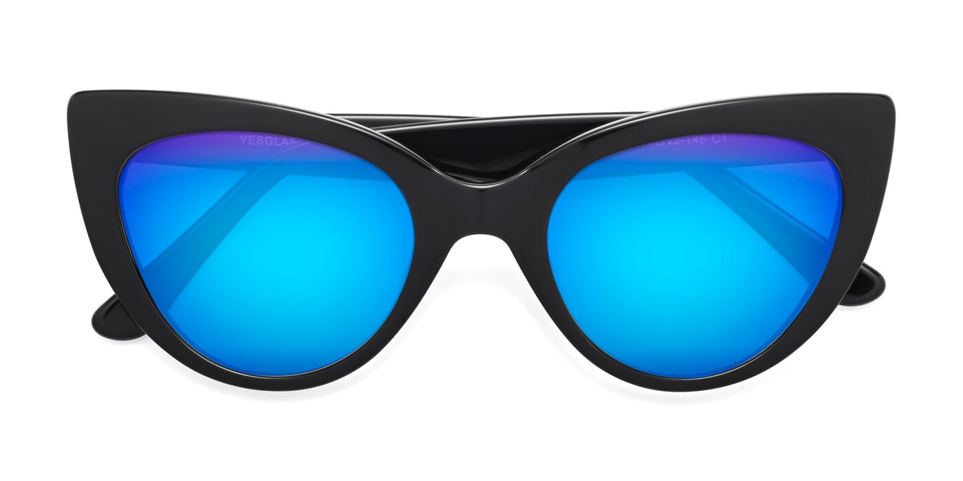 Tiesi - Black Flash Mirrored Sunglasses