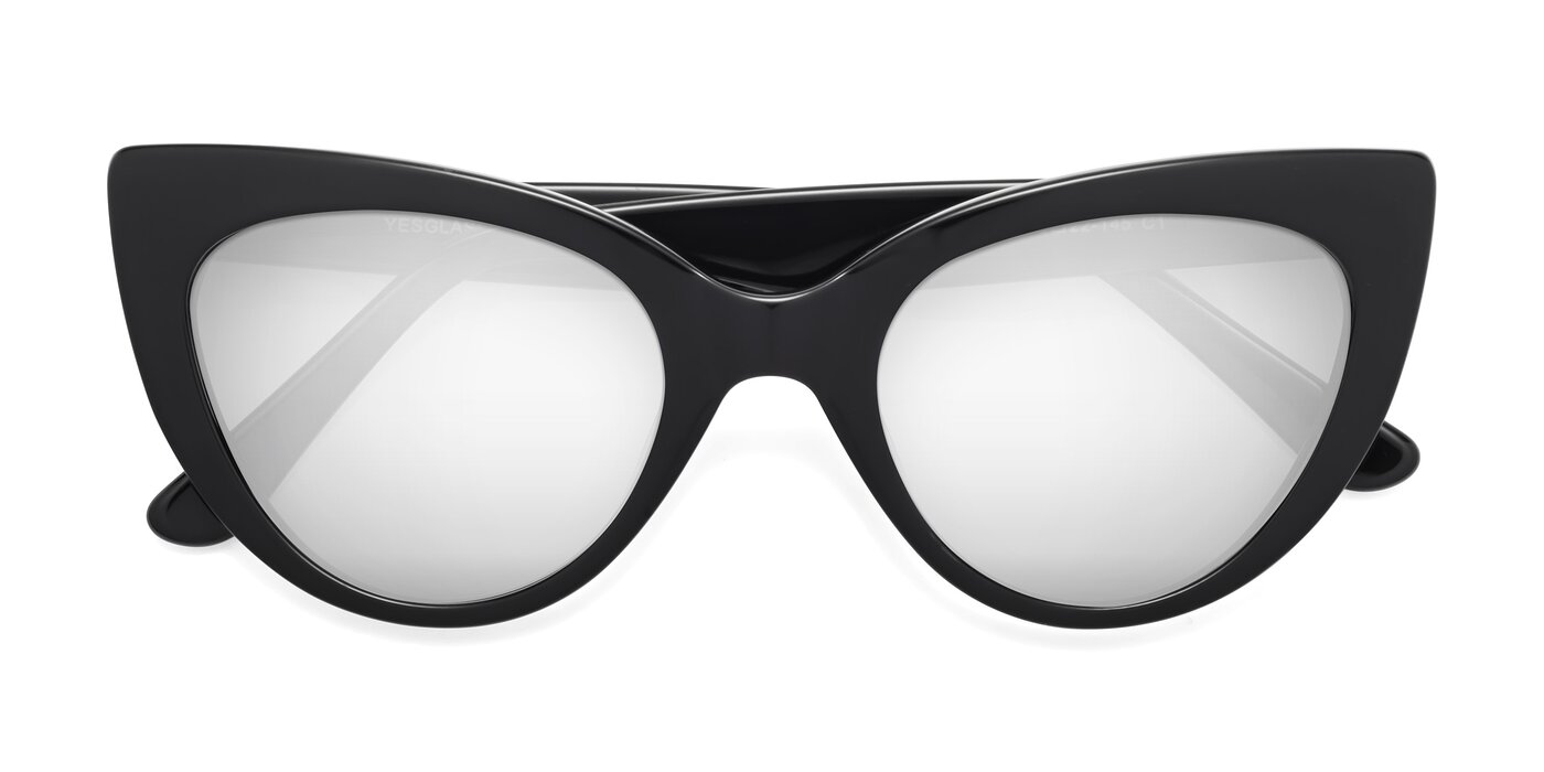 Tiesi - Black Flash Mirrored Sunglasses