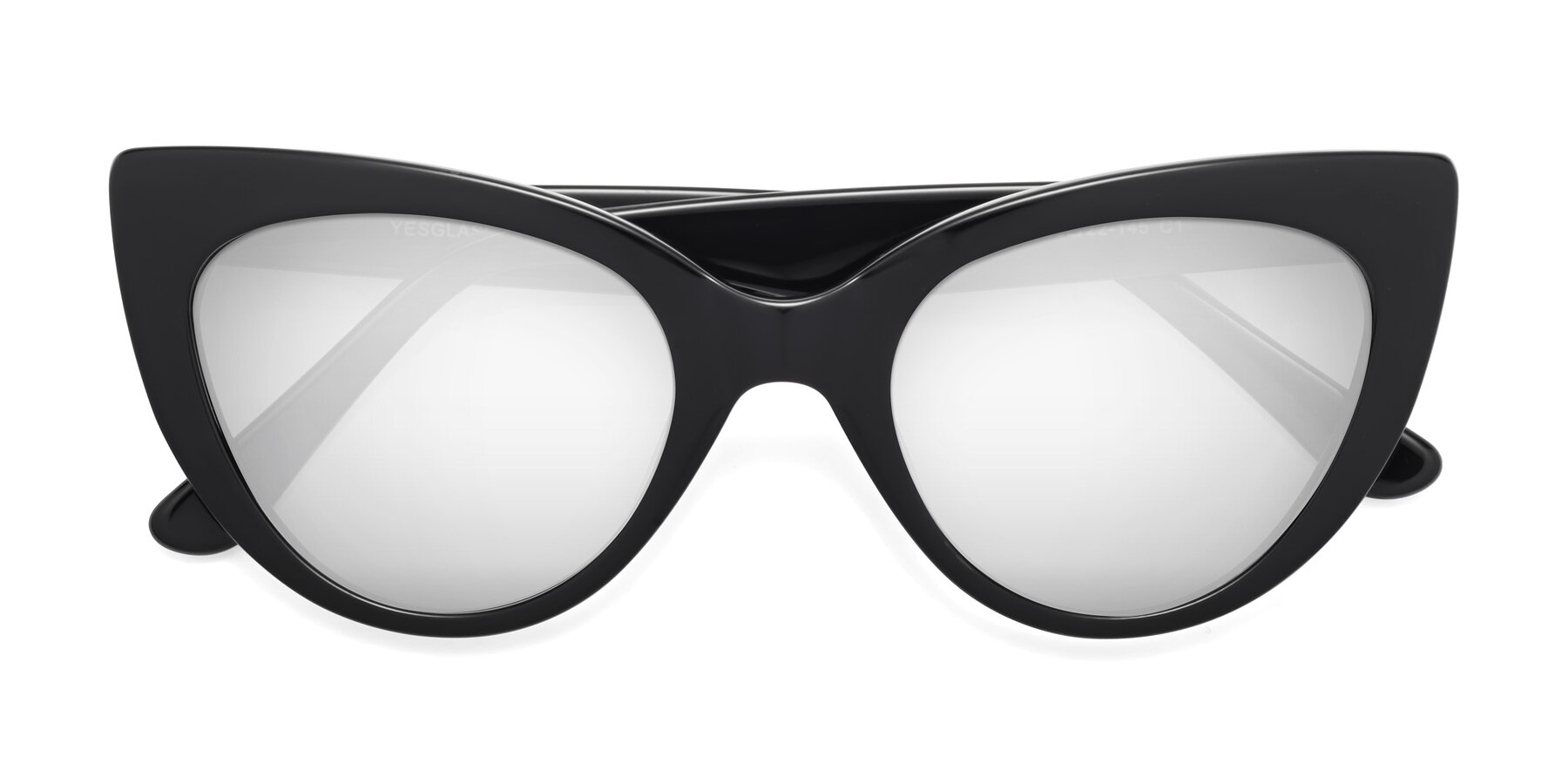 Folded Front of Tiesi in Black with Silver Mirrored Lenses